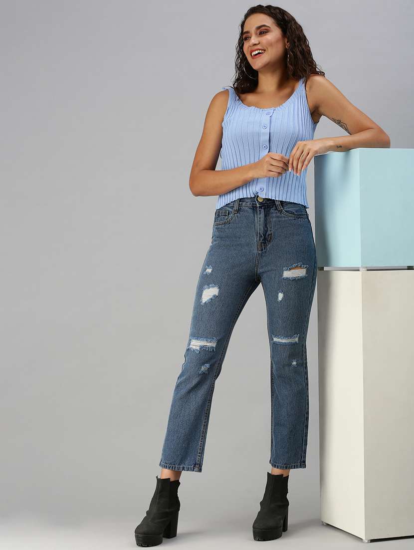 women's distress slim fit jeans - 18390302 -  Standard Image - 3