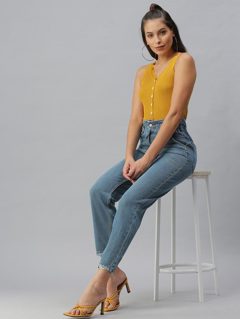 high rise stone wash jean - 18390309 - Standard Image - 3