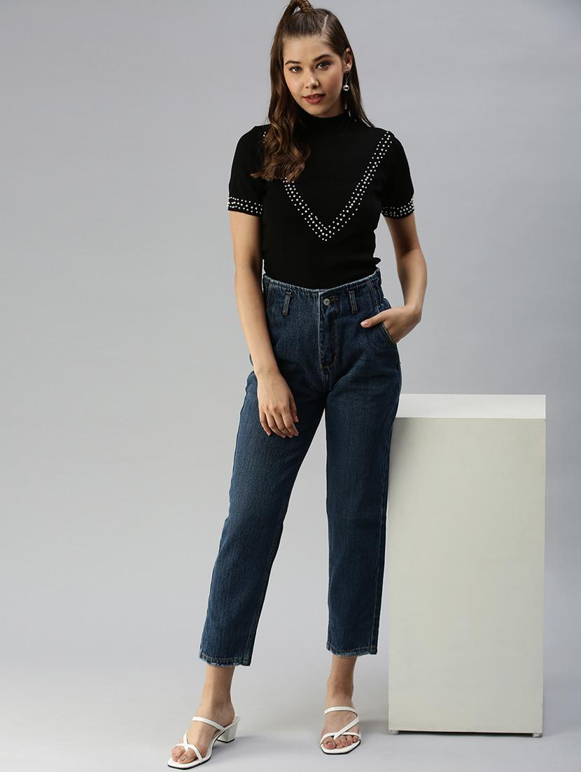 high rise stone wash jean - 18390311 - Standard Image - 3