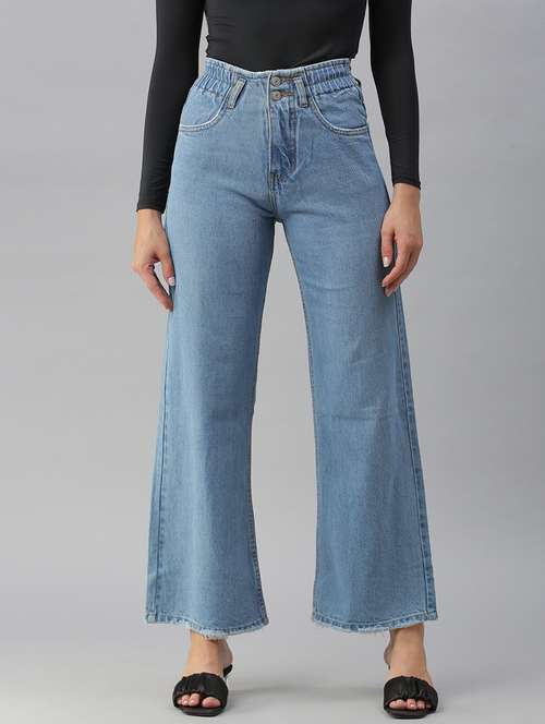 women's plain wide leg jeans - 18390318 - Standard Image - 0