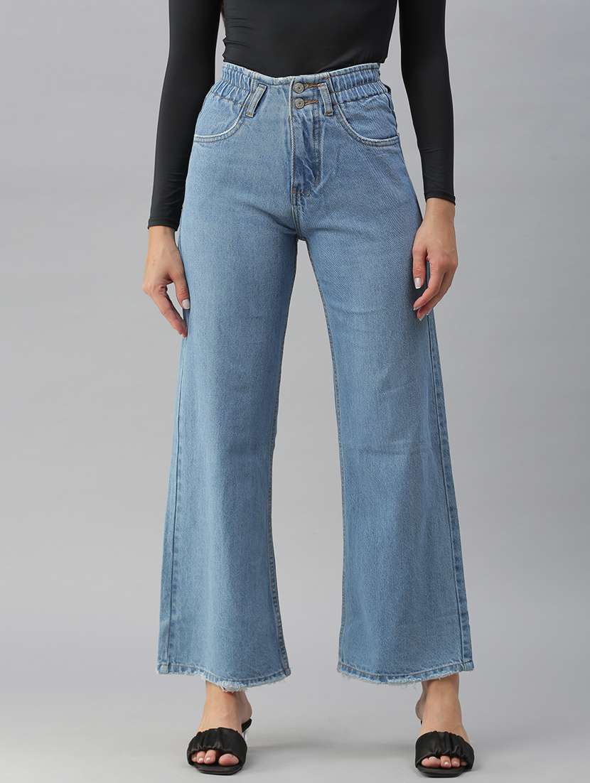 women's plain wide leg jeans