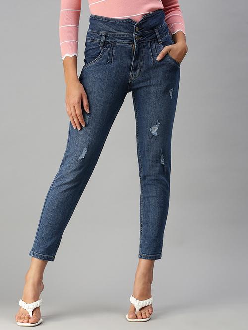 high rise distress jean - 18390343 -  Standard Image - 0