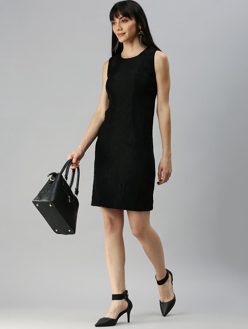 sleeveless solid sheath dress - 18390398 - Standard Image - 3
