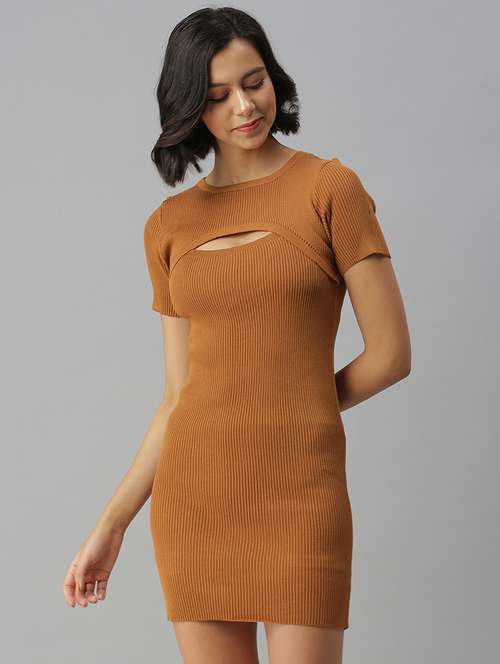 round neck solid bodycon dress - 18390416 -  Standard Image - 0