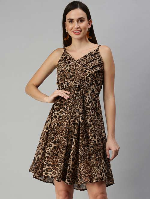 sleeveless printed fit & flare dress - 18390445 -  Standard Image - 0