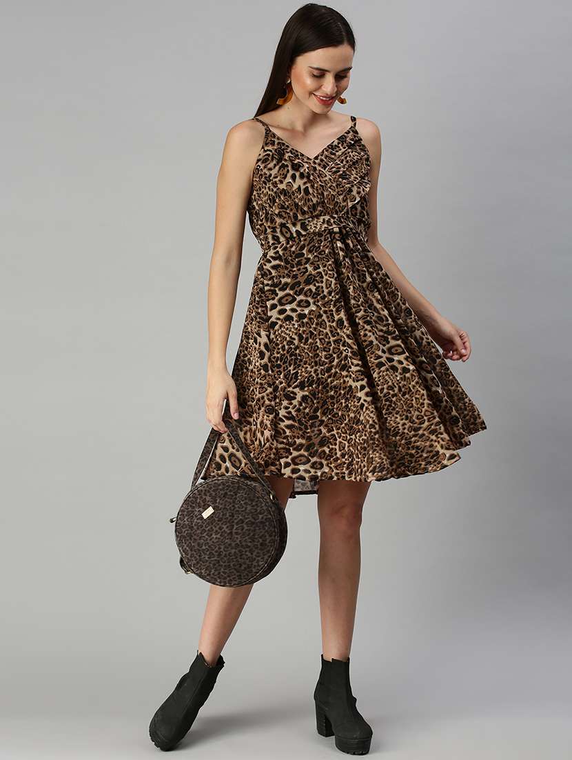 sleeveless printed fit & flare dress - 18390445 -  Standard Image - 3