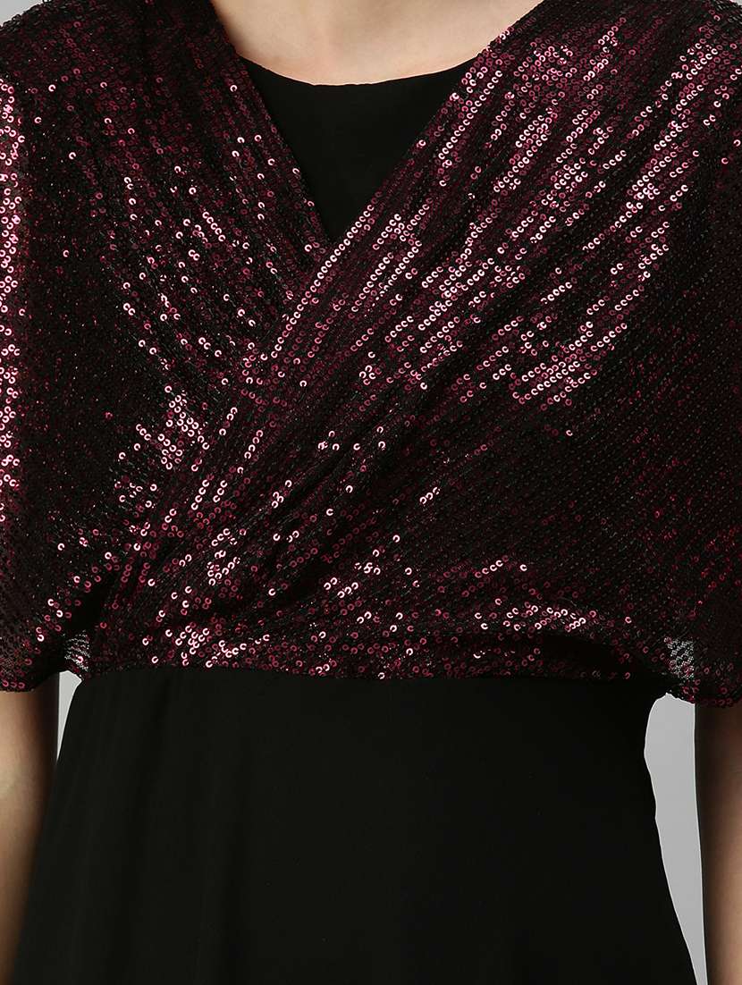 women's ruffle foil print dress - 18390456 -  Standard Image - 3