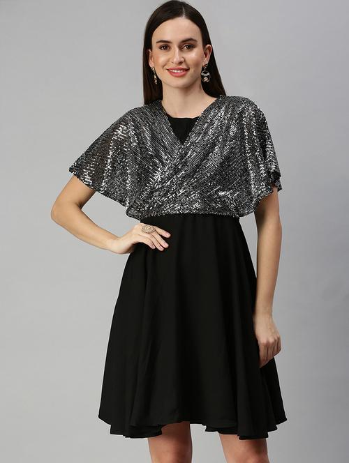 women's fit & flare self design dress - 18390458 - Standard Image - 0