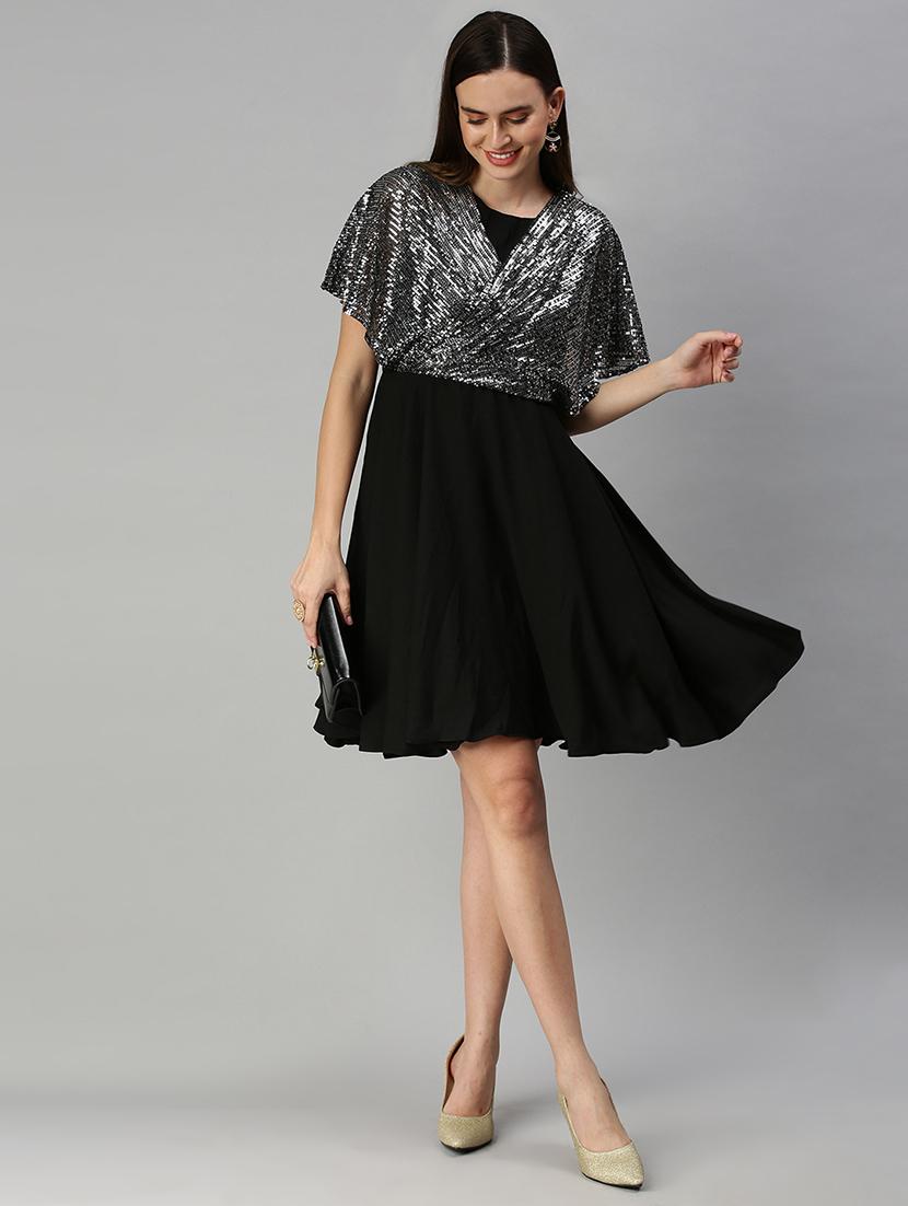 women's fit & flare self design dress - 18390458 - Standard Image - 3