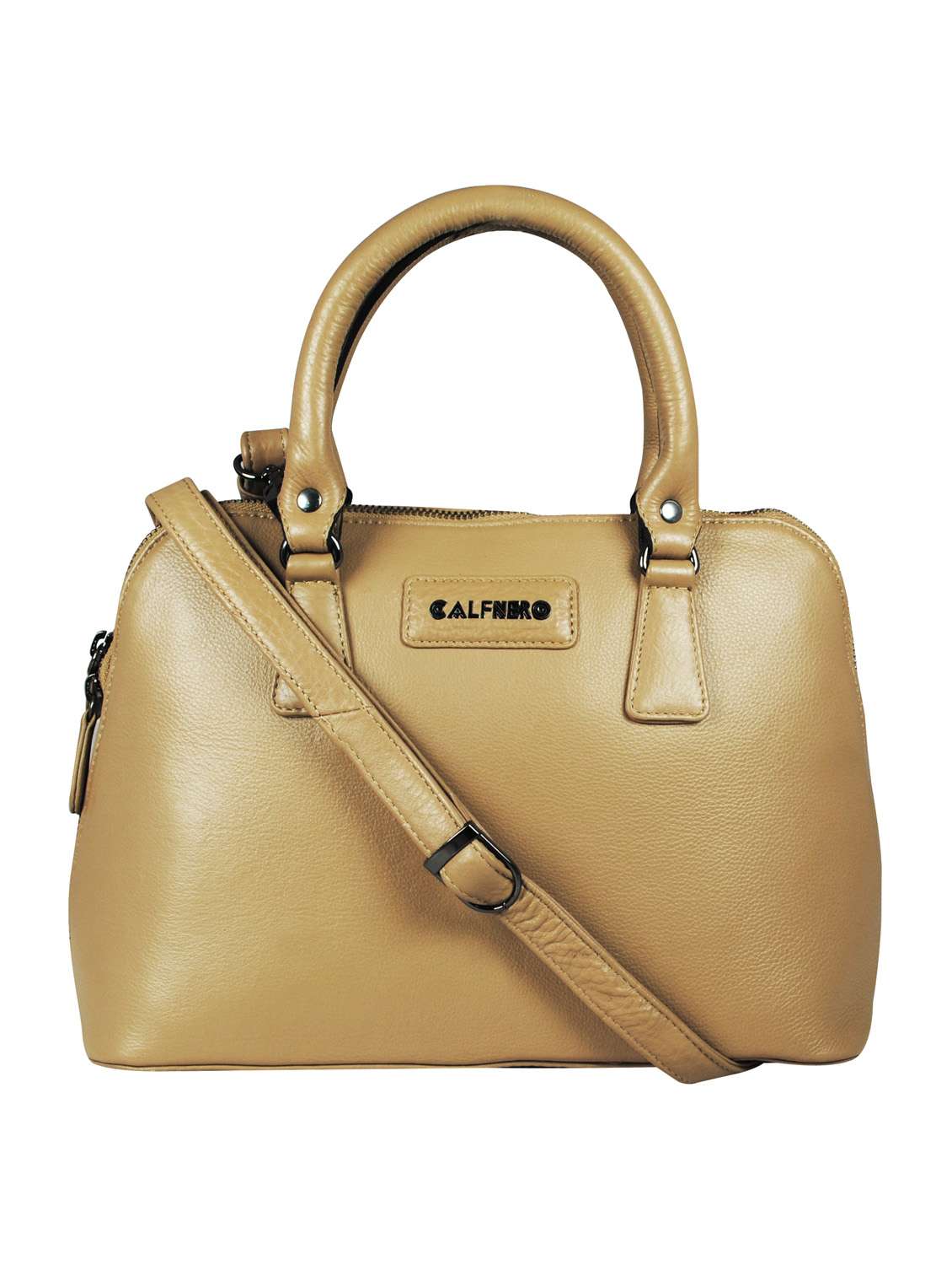 beige solid regular handbag