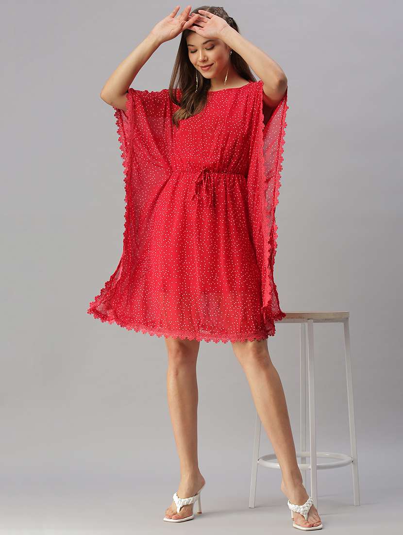 round neck polka dots straight dress - 18390653 -  Standard Image - 3