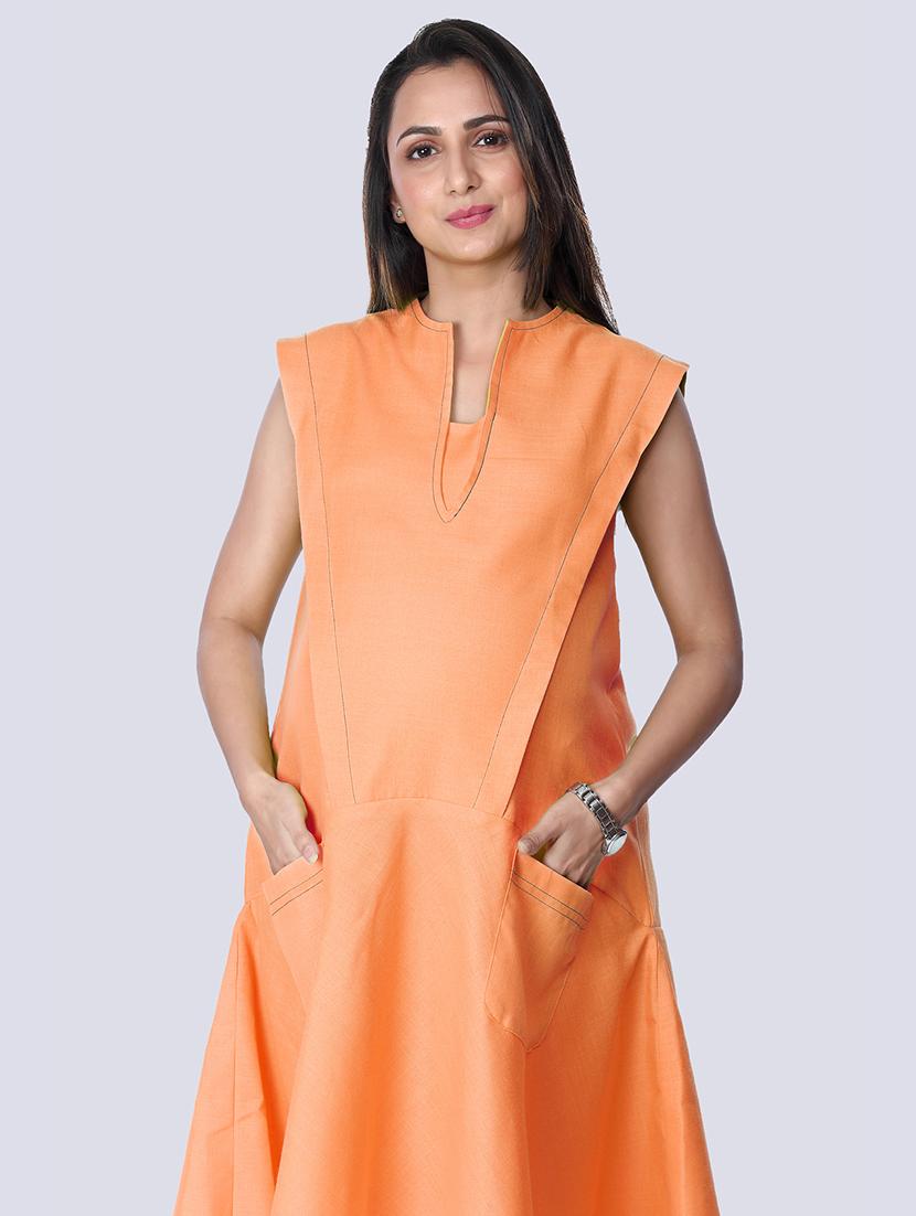sleeveless solid a-line dress maternity wear dress - 18390703 - Standard Image - 3