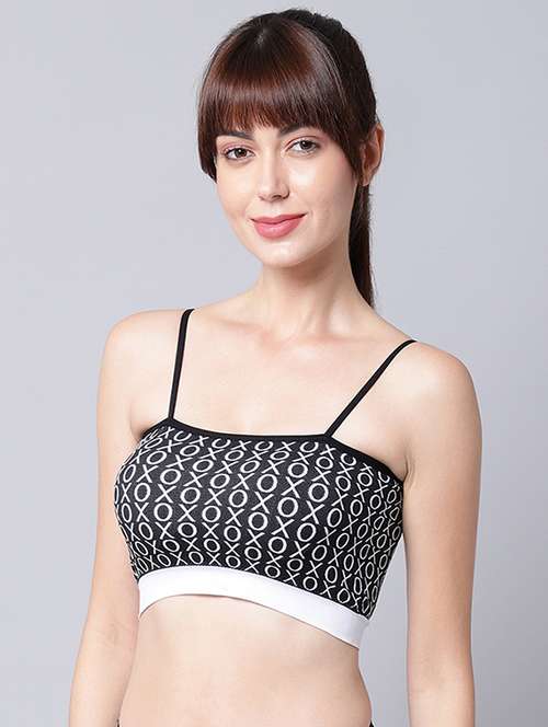 black printed bralette bra - 18390729 -  Standard Image - 0
