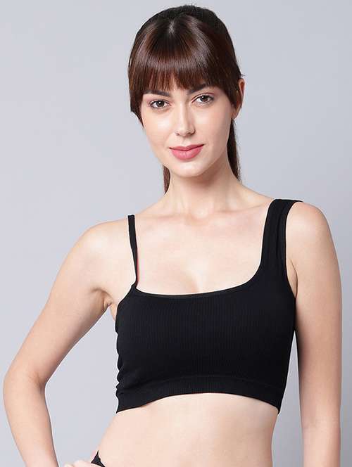 black solid bralette bra - 18390780 -  Standard Image - 0
