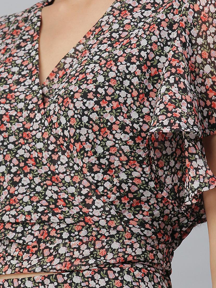 v-neck printed top and palazzos set set - 18390820 - Standard Image - 3