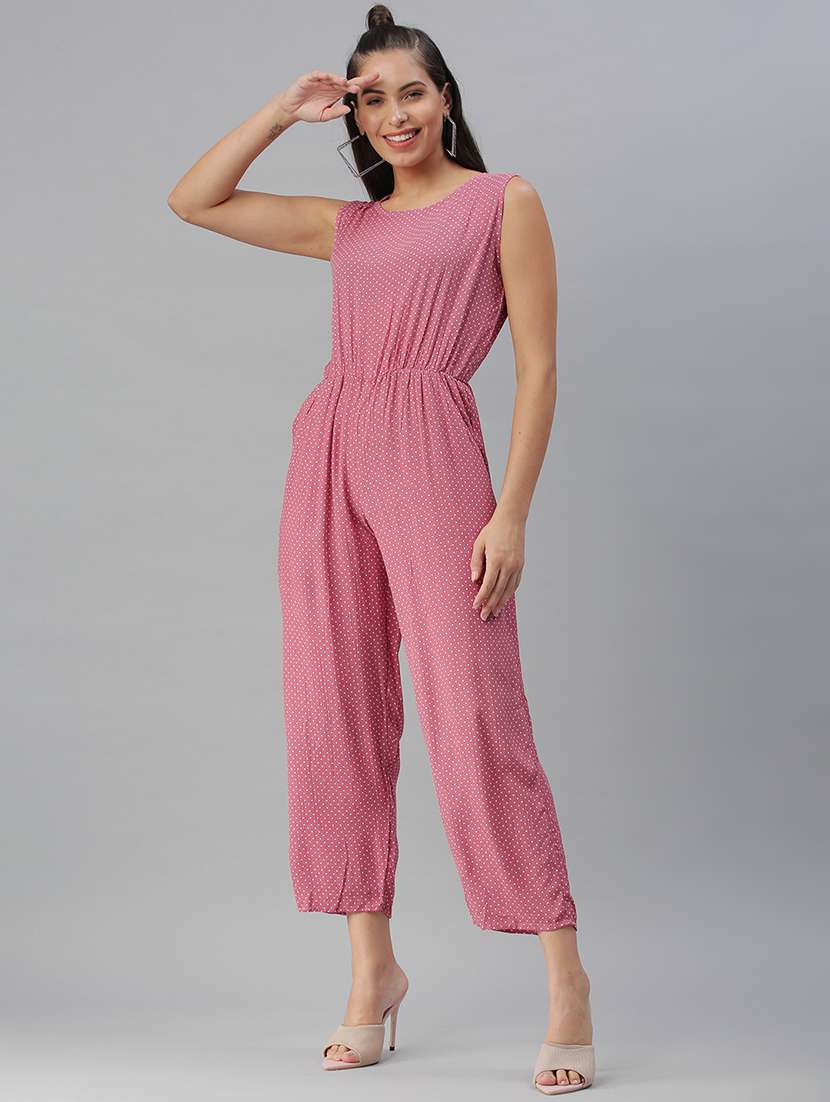 round neck printed full leg jumpsuit - 18390888 -  Zoom Image - 0