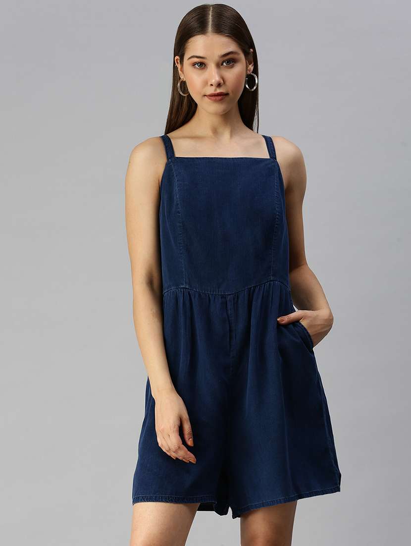 square neck solid romper  - 18390894 -  Zoom Image - 0