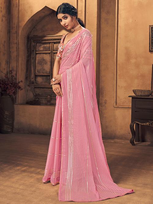 pink gota work saree with blouse - 18391048 -  Standard Image - 0
