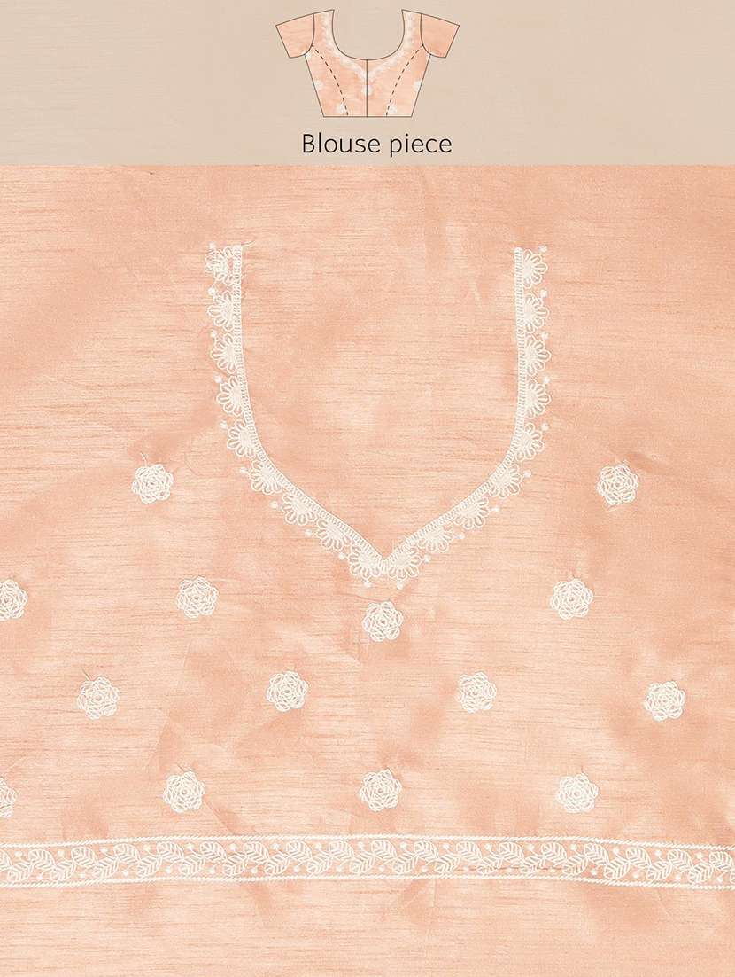 cream georgette embroidered saree with blouse - 18391647 -  Standard Image - 3