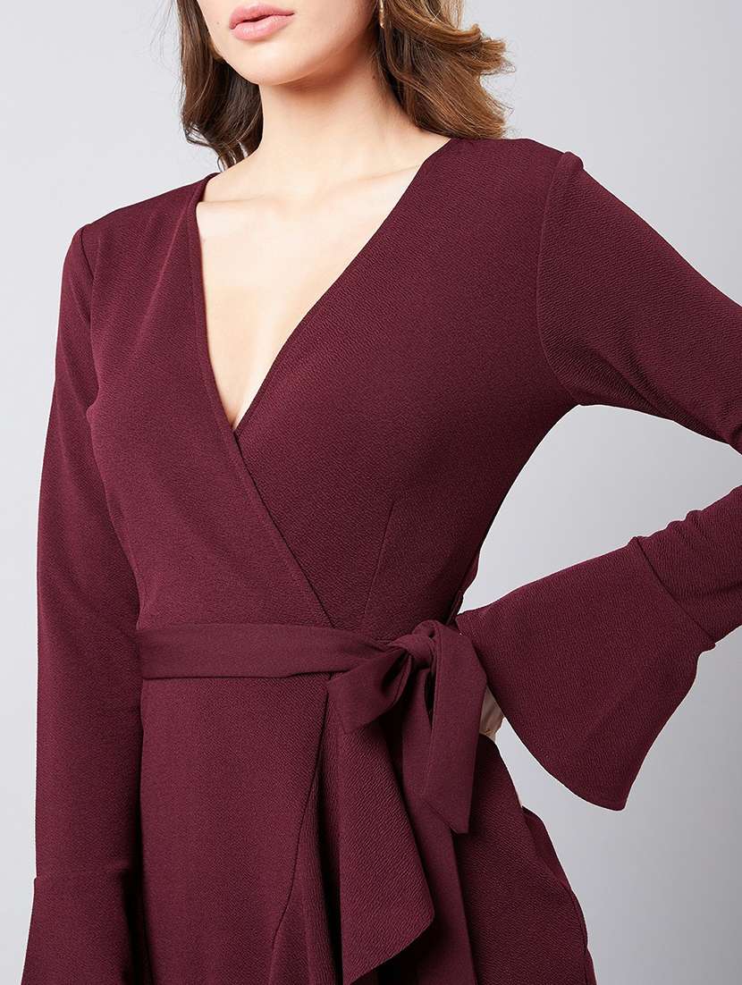 women's wrap solid dress - 18391909 -  Standard Image - 3