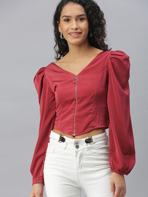 women's crop v neck top - 18392034 -  Standard Image - 0