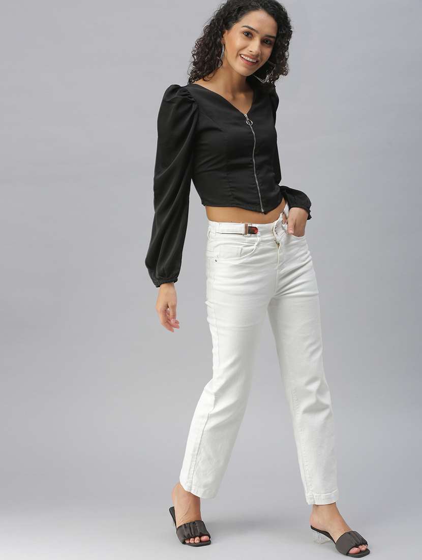 women's crop v neck top - 18392035 -  Standard Image - 3