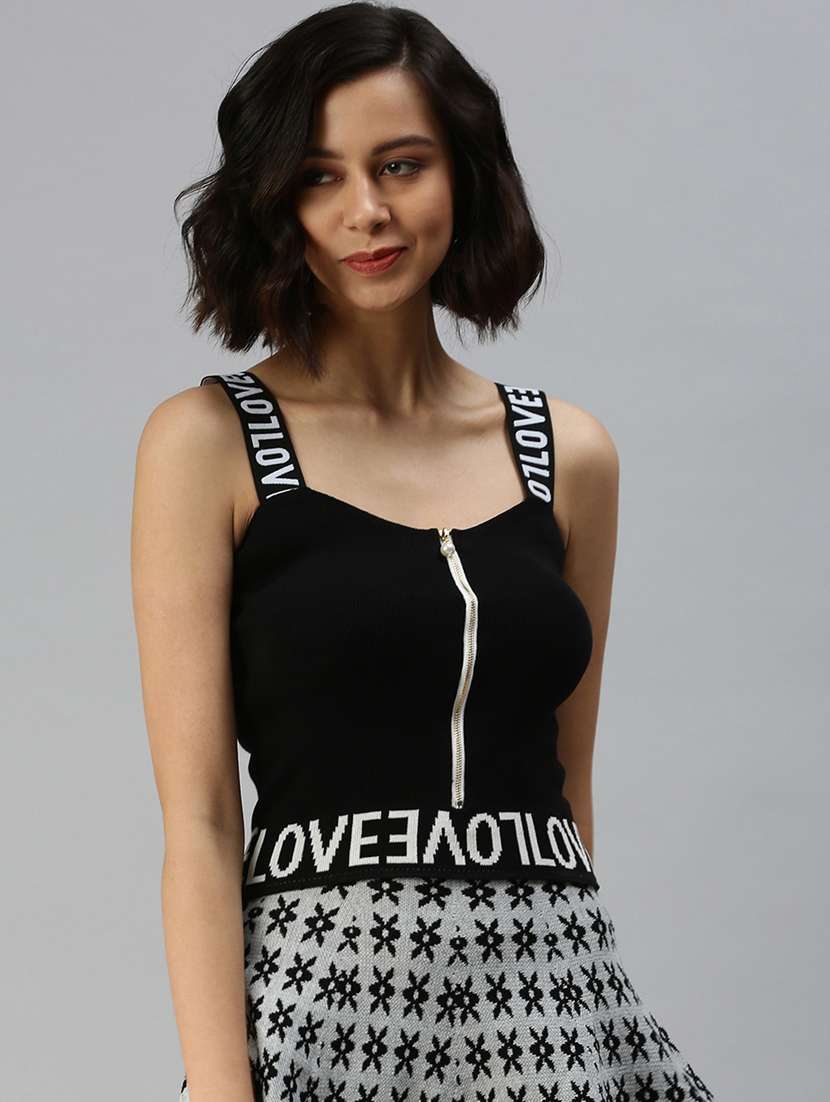 sleeveless solid crop top - 18392043 -  Zoom Image - 0