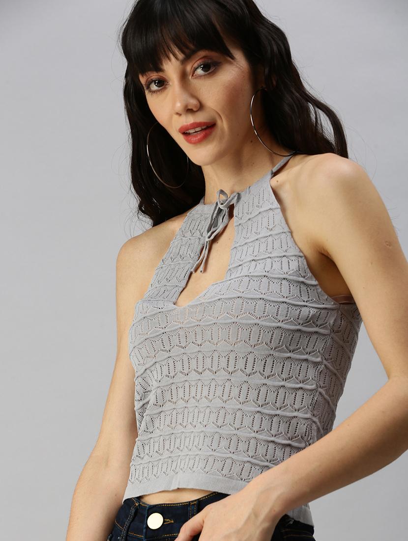 women's crop halter neck top - 18392046 - Standard Image - 3