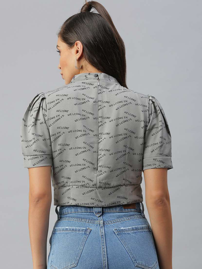 puff sleeved printed regular top - 18392049 - Standard Image - 3