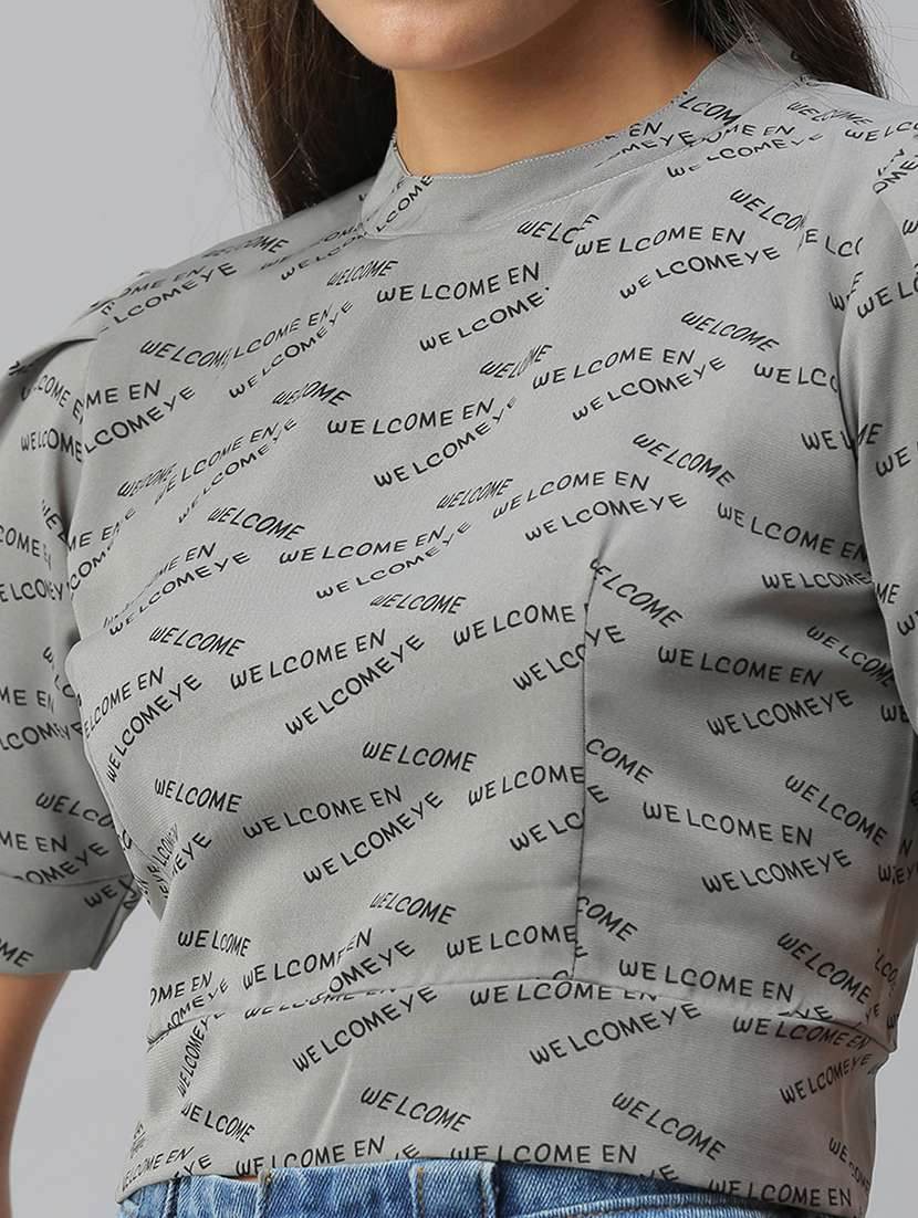 puff sleeved printed regular top - 18392049 - Standard Image - 5