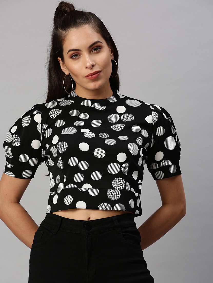 women's crop high neck top