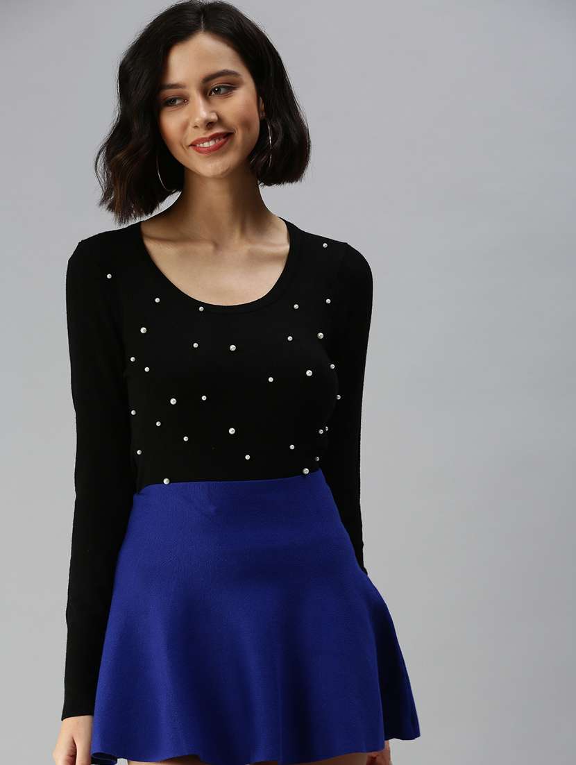 long sleeved embellished regular top