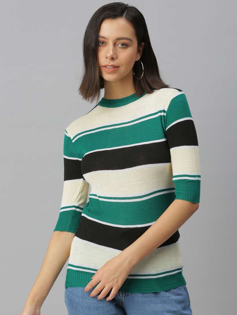 short sleeved striped regular top - 18392126 -  Zoom Image - 0