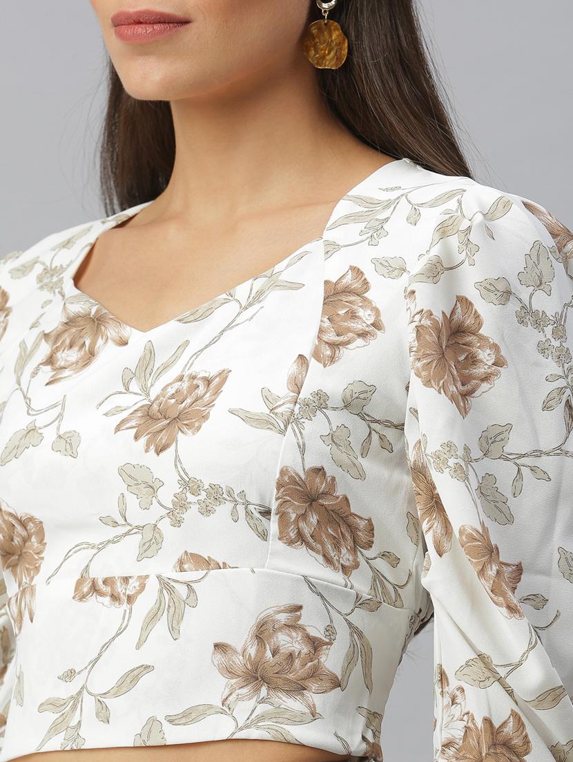 puff sleeve floral crop top - 18392149 - Standard Image - 5