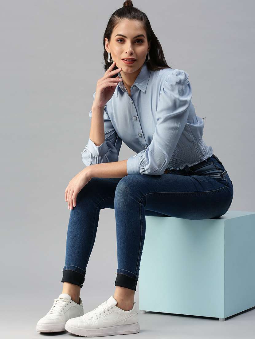 women's blouson collared top - 18392157 -  Standard Image - 3