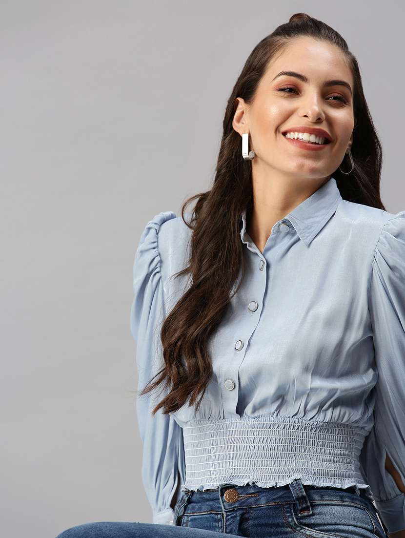 women's blouson collared top - 18392157 -  Standard Image - 5