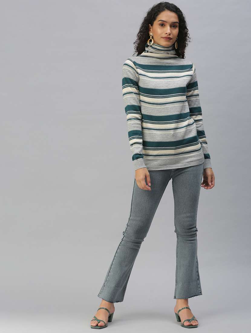 high neck striped top  - 18392163 -  Standard Image - 3