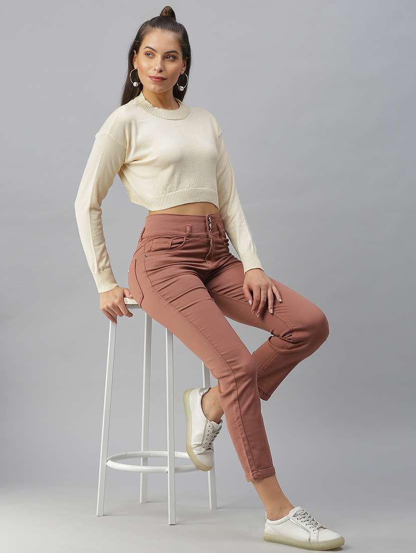 women's crop round neck top - 18392206 -  Standard Image - 3