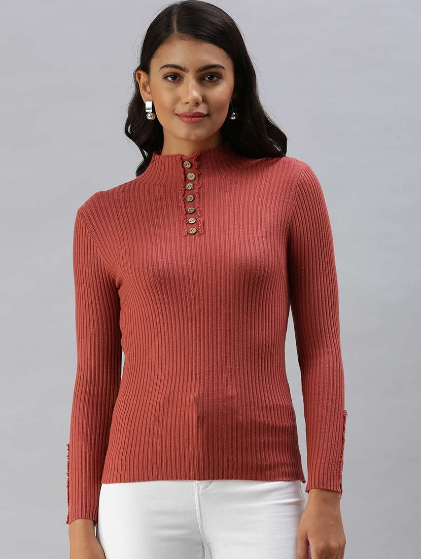 women's straight high neck top