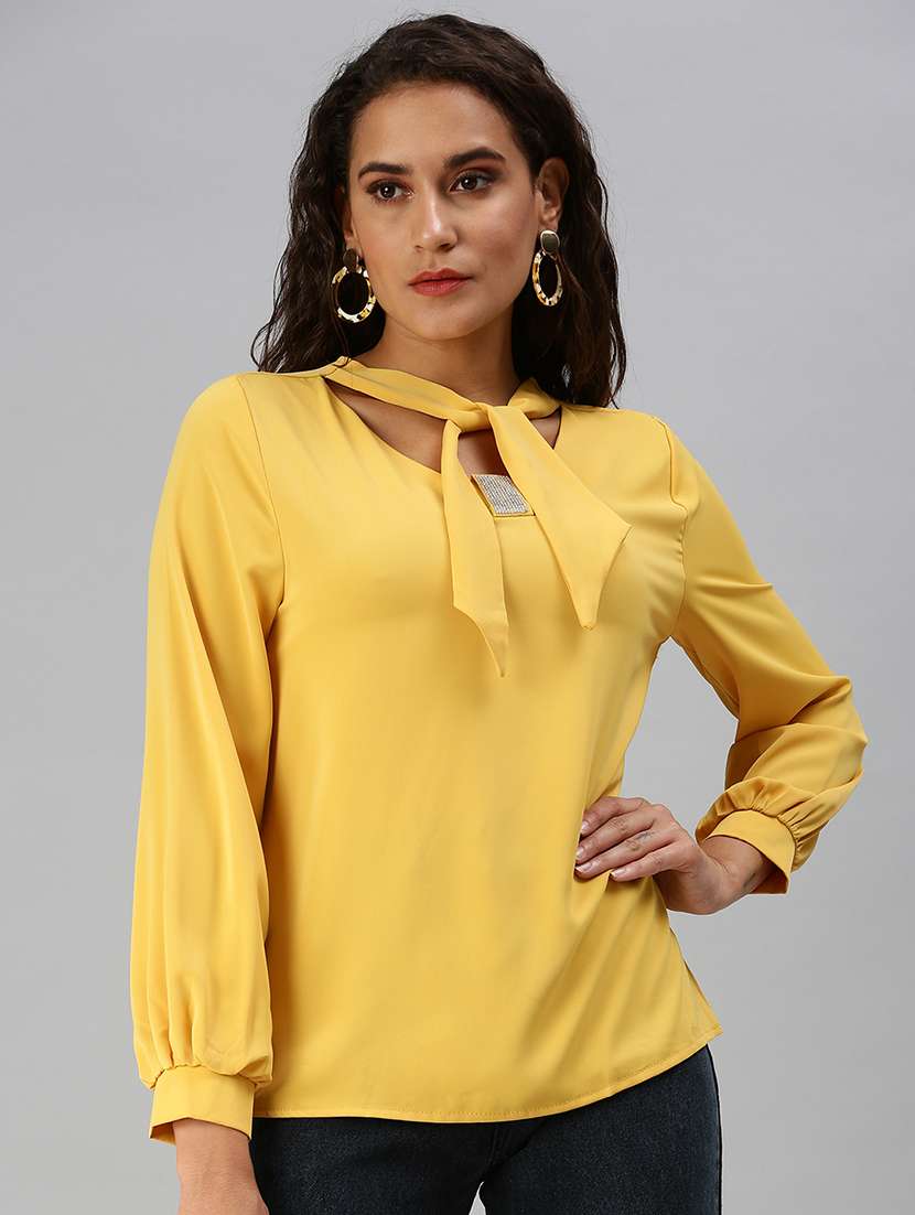 women's a line tie-up neck top - 18392275 -  Zoom Image - 0