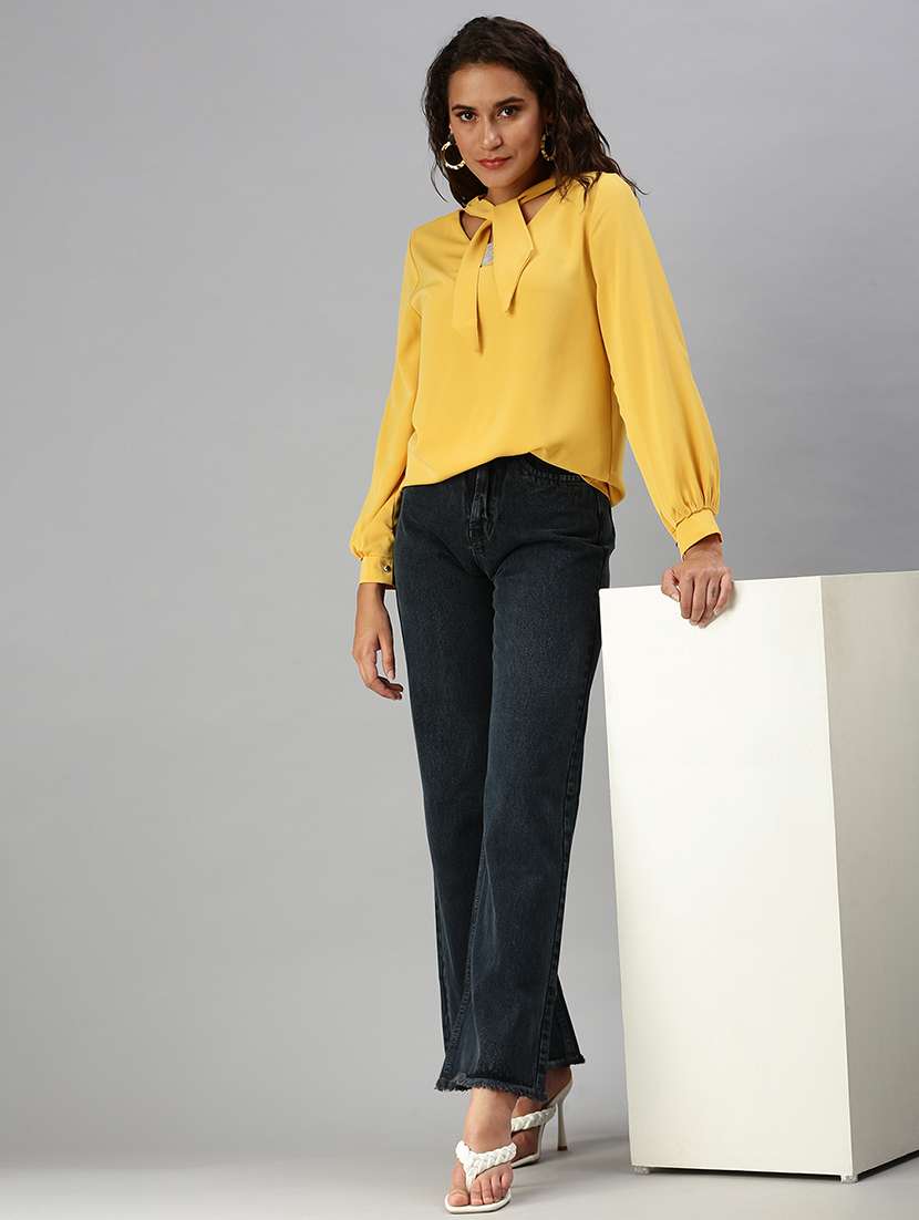women's a line tie-up neck top - 18392275 - Standard Image - 3