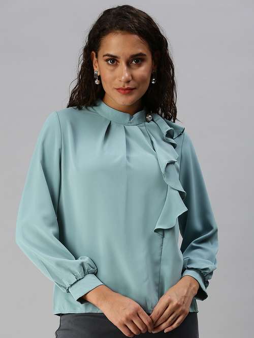 women's straight mandarin neck top - 18392278 -  Standard Image - 0