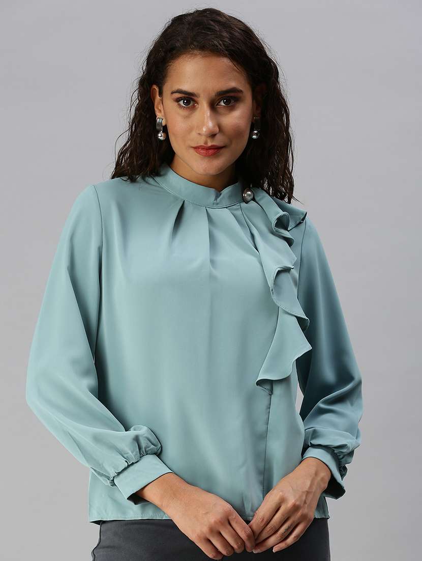 women's straight mandarin neck top - 18392278 -  Zoom Image - 0