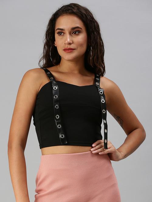 women's crop shoulder strap top - 18392282 - Standard Image - 0