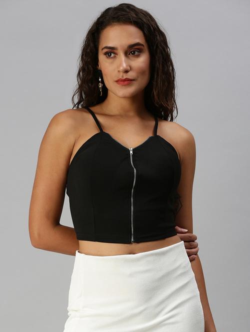 women's crop shoulder strap top - 18392292 - Standard Image - 0