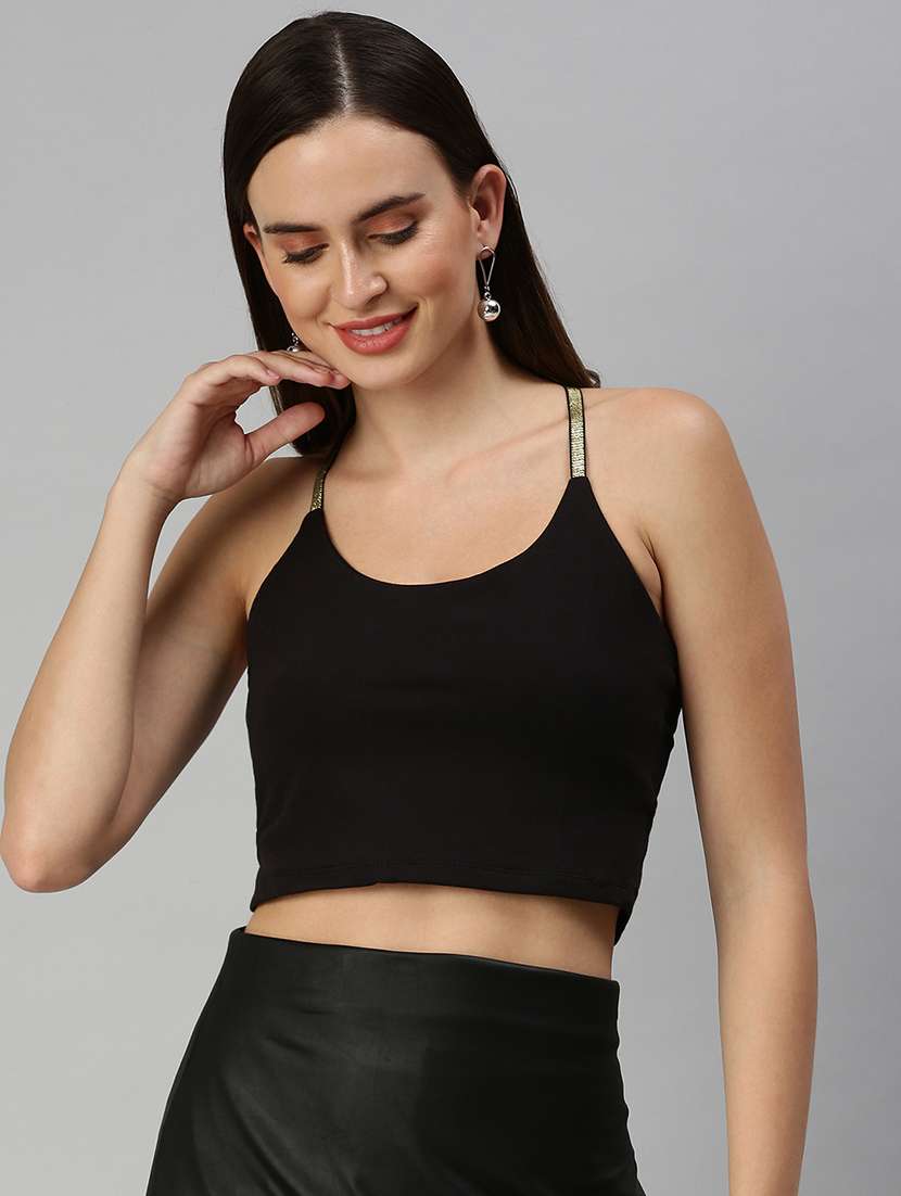 women's crop shoulder strap top