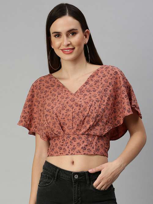 women's crop v neck top - 18392337 -  Standard Image - 0
