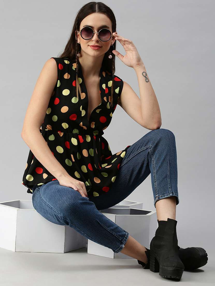 women's peplum v neck top - 18392358 -  Standard Image - 3