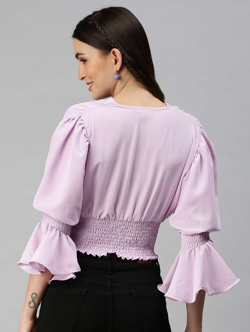 women's crop v neck top - 18392371 -  Standard Image - 3