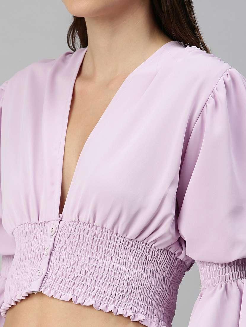 women's crop v neck top - 18392371 -  Standard Image - 5